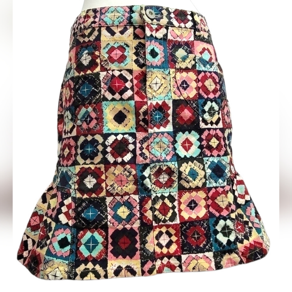 Moschino Vintage Crochet Pattern Patchwork Mini S… - image 1